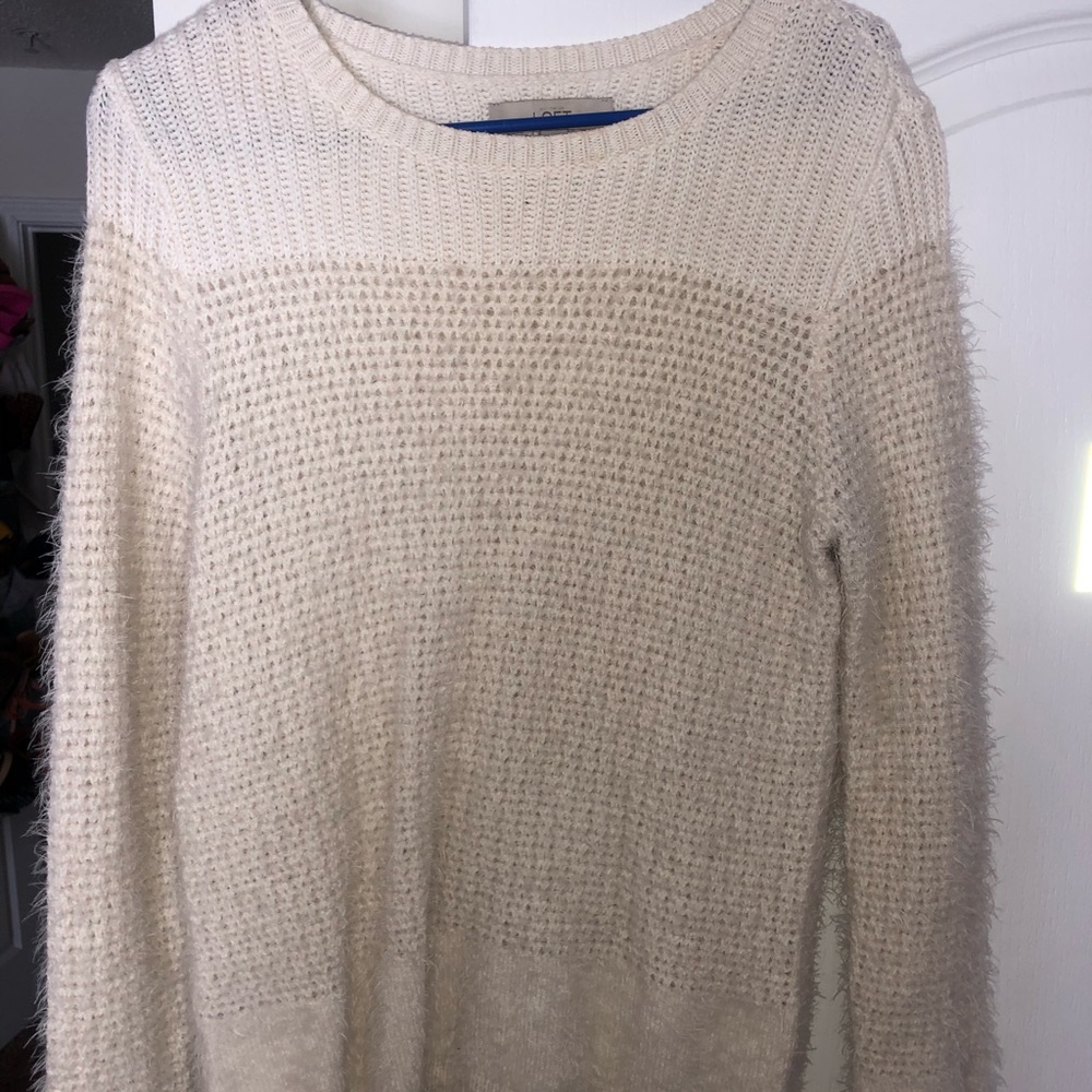 White fuzzy sweater